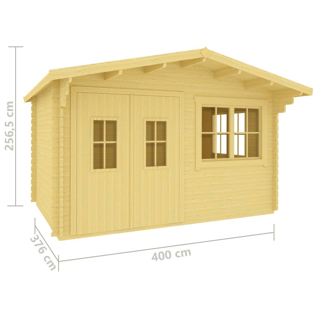 Log Cabin 34 mm 400x376x256.5 cm Solid Pinewood